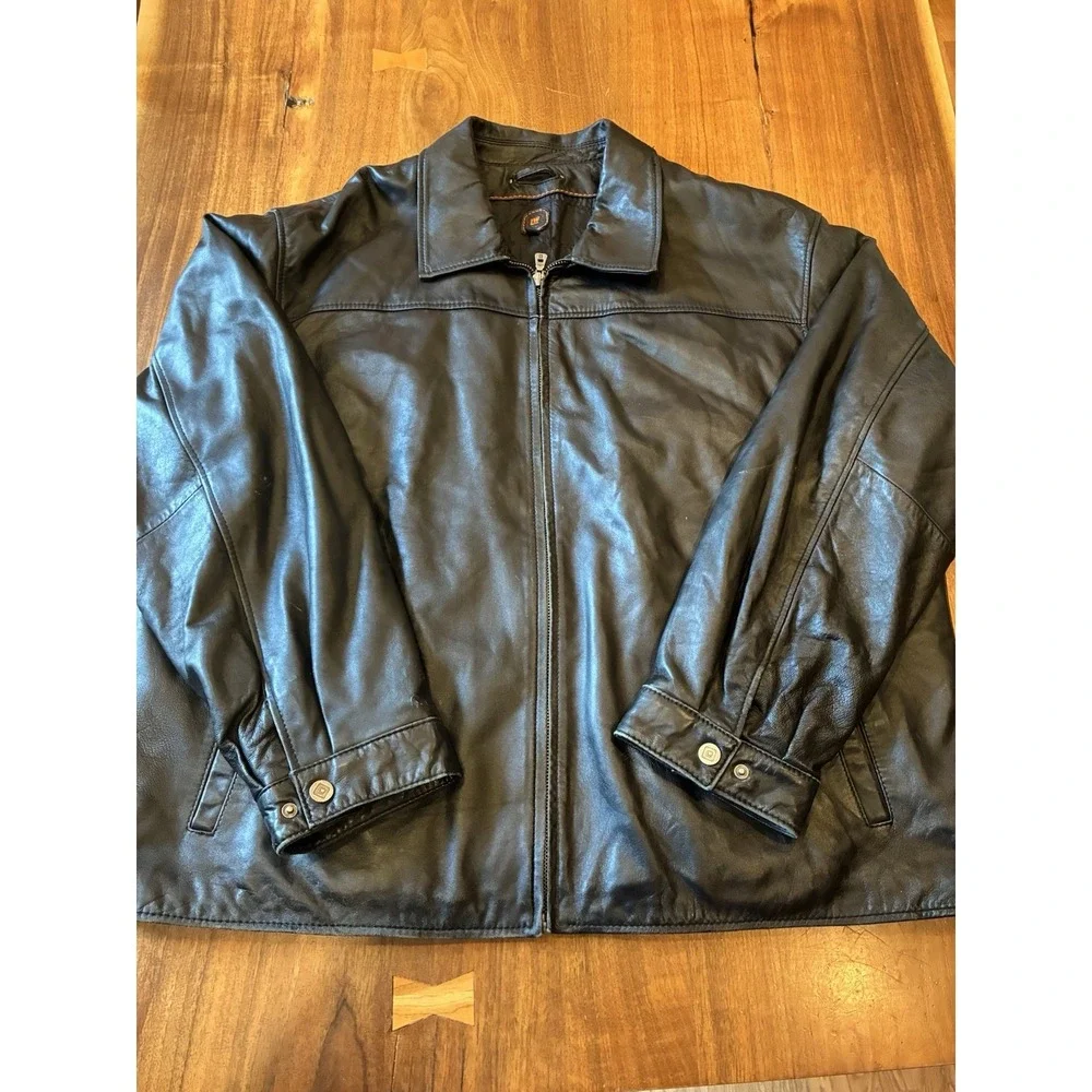 Vintage Wilsons Leather Bomber Biker Jacket Black Mens 2XL With Liner Wilson